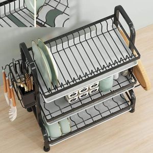 Égouttoir à vaisselle à 3 niveaux, double support métallique, pour évier de cuisine - Product Image 5