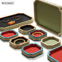 WEIMEI Prix d'usine, logo personnalisé, vente en gros, ensemble de présentoirs de luxe pour bijoux et bracelets, en brocart oriental à bord festonné, de style traditionnel
