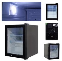 Mini-réfrigérateur encastrable sous comptoir à 2 portes avec portes vitrées, refroidissement par air et contrôle mécanique de la température, installation sous comptoir
