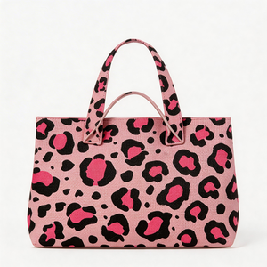 Bolso <span class=keywords><strong>de</strong></span> Mano <span class=keywords><strong>de</strong></span> Playa con Estampado <span class=keywords><strong>de</strong></span> Leopardo, Logotipo Personalizado, para Uso Diario, Bolso <span class=keywords><strong>de</strong></span> Hombro Jacquard para Mujer, Bolso <span class=keywords><strong>de</strong></span> Mano Tejido para Compras - Product Image 2