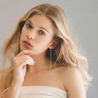 Dernière conception promotionnelle GRA certifiée 6.5mm 1CT Moissanite Boucles d'oreilles longues en argent sterling 925