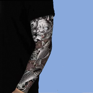 Manchons de bras style tatouage japonais, respirants, en soie glacée, anti-UV, rafraîchissants, pour moto, pêche, course à pied et activités de plein air - Product Image 6