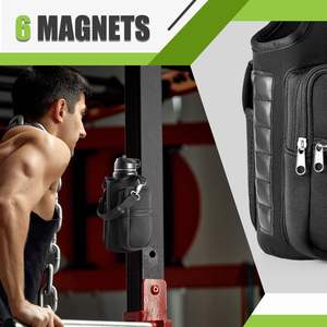 Bolsa de Gimnasio Magnética con Porta Botella de Agua Magnético, Bolsillo para Teléfono, Asa y Correa para el Hombro, 6 Imanes Integrados, Funda para Botella - Product Image 4