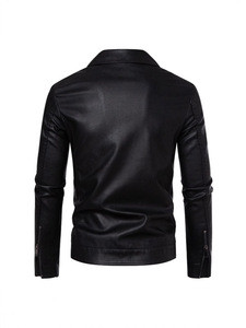 Blouson en Cuir pour Homme 2025 Style Coréen Tendance Coupe Slim Doublé Polaire Épaissi pour Printemps Automne Hiver - Product Image 5