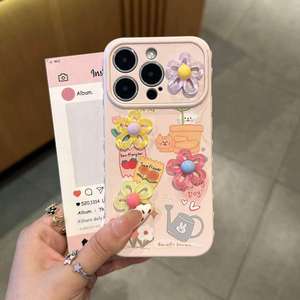 เคสโทรศัพท์ลายดอกไม้ 3 มิติ แฟชั่นสำหรับ iPhone 17 Air 16 15 14 13 Pro Max ลายหมีรักสวน ดีไซน์ดั้งเดิม IMD DIY ฝาหลังแบบแปลงร่างได้ - Product Image 4