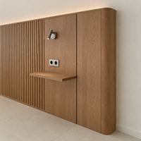 Système de panneaux muraux pour tête de lit en placage de noyer moderne et luxueux, avec éclairage LED, pour chambre d'hôtel