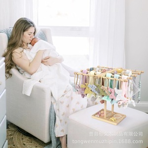 ชั้นวางที่คาดผมไม้สำหรับจัดเก็บบนโต๊ะ สีไม้ธรรมชาติ ขนาดใหญ่ รูปทรงสี่เหลี่ยม สำหรับโชว์เครื่องประดับผม - Product Image 3