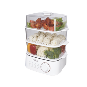ORVICA Cuiseur Vapeur Électrique Domestique 28 <span class=keywords><strong>Litres</strong></span> <span class=keywords><strong>3</strong></span> Niveaux 2000W avec Minuteur Numérique et Réchauffeur Automatique, Cuiseur Vapeur Alimentaire et Marmite Vapeur ORM-9009 - Product Image 2