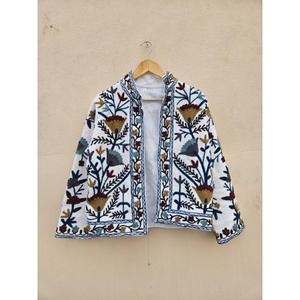 TNT Suzani Quilted Eco-Friendly Breathable Winter <b>White</b> <b>Jacket</b> Solid Design New Arrival Elegant Mandarin Collar Short <b>Tweed</b> - Product Image 1