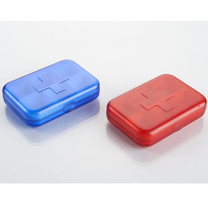 Pill Box 7-Day Portable Travel Medicine Storage Case With Compartments Red And Blue Color - Product Image 2