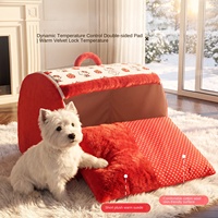 Nid pour animaux de compagnie, lit-caverne pour chat, motif pomme, coussin amovible, lit de couchage pour chiot et chat, maison semi-fermée, vente en gros