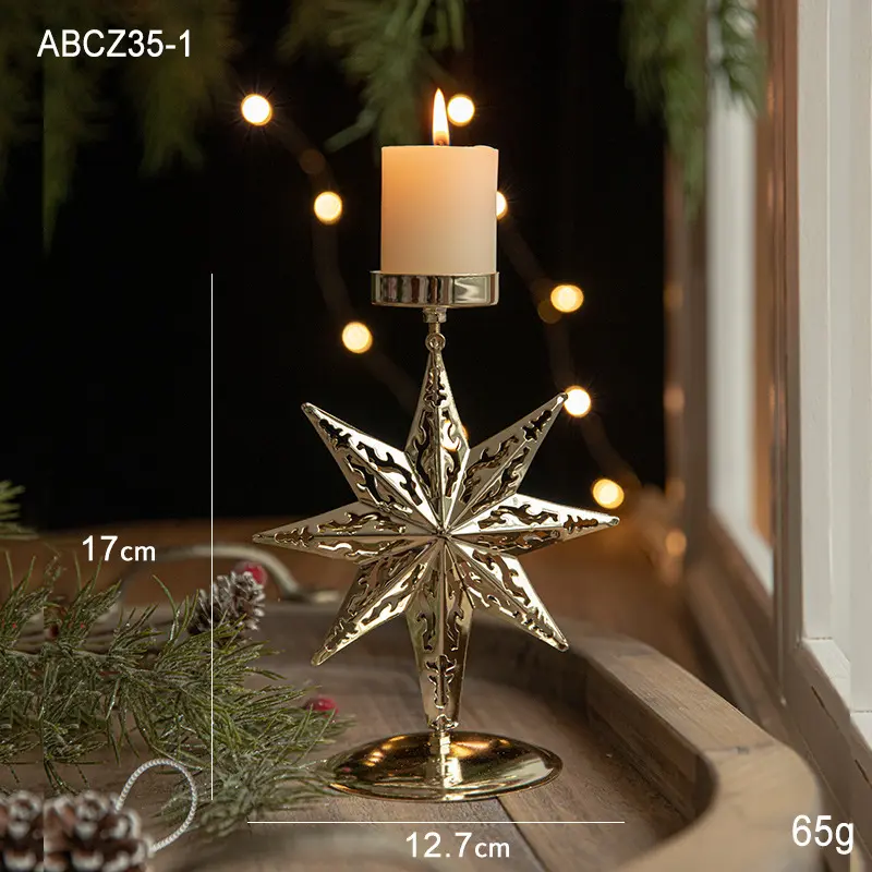 Minimaliste noël décoration de la maison bougeoir ornements métal artisanat fer flocon de neige arbre de noël forme chandeliers de noël