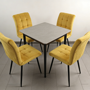 <span class=keywords><strong>Sedie</strong></span> da Pranzo in Velluto Giallo con Gambe in Metallo, Seduta Imbottita e Trapuntata, Comoda Sedia da <span class=keywords><strong>Cucina</strong></span> Senza Braccioli con Schienale Alto - Product Image 2