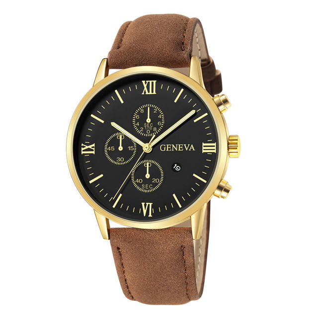 Relojes GENEVA Hombres Moda Deporte El reloj con correa de cuero