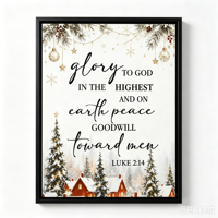 L louange à Dieu Léon 2,14 - Impression sur toile encadrée avec cadre en aluminium noir mat - Art mural biblique de Noël pour la décoration de fermes et d'églises