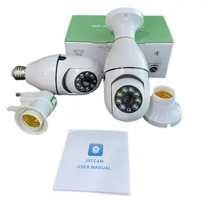 Caméra à ampoule, Vision nocturne couleur CCTV V380 Pro, suivi automatique, caméra de sécurité TV PTZ WiFi avec prise E27