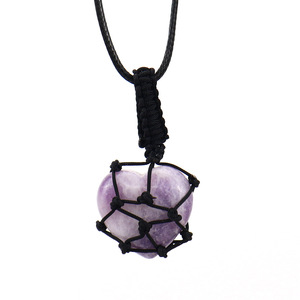 Collar con colgante de cristal de amatista natural en forma de corazón, tejido a mano, en oferta en vivo en TikTok, N703 - Product Image 6