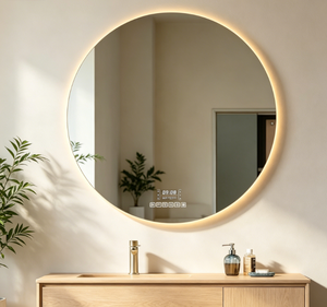 Round LED Bathroom <b>Mirror</b> Backlit Wall Hanging <b>Vanity</b> <b>Mirror</b> Illuminated Cosmetic <b>Mirror</b> Modern Interior <b>Lighting</b> - Product Image 3