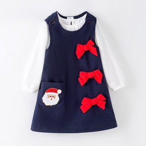 white christmas dresses Hand Smocked Girls Dress Navy and Satin Ribbons main image 0