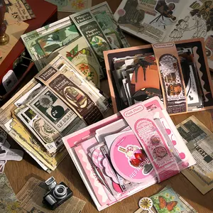 Simno 200 adet Vintage Scrapbooking kağıt ve etiket malzemeleri estetik günlüğe malzeme kendi başına yap kağıdı