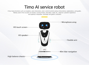 Robot de réception et de service intelligent <span class=keywords><strong>Alpha</strong></span> AI Timo pour hôtels, contrôlé par application, recharge automatique, écran 12 pouces, navigation LDS SLAM - Product Image 2