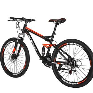 Mountain Bike a sospensione completa <span class=keywords><strong>bicicletta</strong></span> a 21 velocità 27.5 pollici Mens MTB freni a disco arancione - Product Image 3