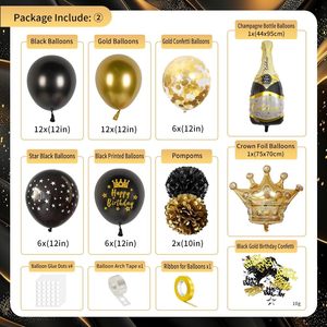 <strong>Black</strong> <strong>and</strong> <strong>Gold</strong> <strong>Birthday</strong> <strong>Decorations</strong> Happy <strong>Birthday</strong> Banner Fringe Curtain Tablecloth Bday Sash Crown for Men Women Bday Decor - Product Image 4