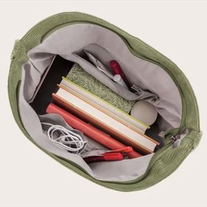 Women's Large Vintage Corduroy Crossbody Bag Letter Embroidery Autumn/Summer Beach Travel <b>Shoulder</b> <b>Strap</b> Custom Boho Dress - Product Image 3