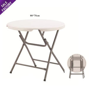 Round White Plastic Outdoor Fold Foldable Folding <b>Portable</b> Catering Picnic Round Banquet <b>Table</b> - Product Image 3