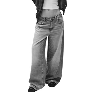 กางเกงยีนส์ทรงหลวมสไตล์เรโทรสำหรับผู้หญิง ลดราคาพิเศษ เอวต่ำ ขากว้าง ระบายอากาศได้ดี ผ้าเดนิม ปรับแต่งได้ตามต้องการ รับผลิตแบบ OEM แฟชั่นทันสมัย ล้างทำความสะอาดได้ - Product Image 1