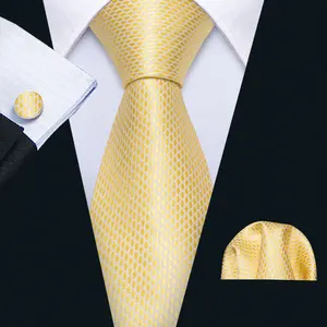 Custom Logo Neck Tie Discount Yellow Paisley Silk TIe Necktie Mens Gold Ties manufacturers