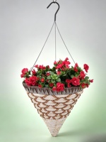 Pot de fleurs en bambou naturel brun sculpté à la main, style américain, avec doublure conique tressée, pour intérieur et extérieur, jardin
