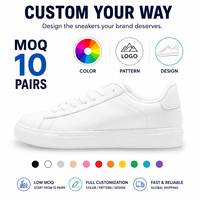 Chaussures basses décontractées blanches personnalisées à faible MOQ, design de motif et de couleur sur mesure, marque privée, vente en gros