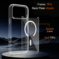 Coque de téléphone en acrylique avec trou pour cordon pour iPhone 18 Pro Max, coque arrière magnétique puissante 2500GS pour iPhone 18 17 16 15 14 13 LM022