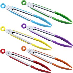 Pinzas de Cocina de Acero Inoxidable 430 y Silicona de 7 Pulgadas, Resistentes al Calor, con Bloqueo, para Servir Filetes y Alimentos - Product Image 1