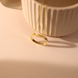Gargantilla de círculo interior mínima personalizada, collar de anillo de mensaje secreto de acero inoxidable, collar con colgante de anillo de mensaje oculto - Product Image 3