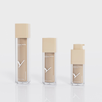 Flacon pompe sans air en ABS, AS, PP avec logo personnalisé, 15 ml, 30 ml, 50 ml, forme carrée en plastique, pour nettoyant visage, lotion, crème, emballage cosmétique