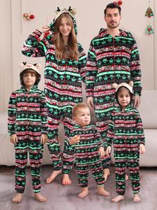Pijama de Natal com Zíper e Capuz para Família - Conjunto de Macacão para Dormir - Product Image 3