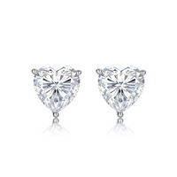 Boucles d'oreilles clous en moissanite taille cœur, argent sterling 925, couleur D, pureté VVS1, bijoux romantiques pour mariée
