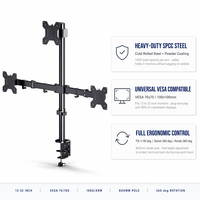 Soporte Ergonómico de Escritorio para 3 Monitores de 13 a 32 Pulgadas, Altura Ajustable, Poste de Acero de 800 mm, Soporte Triple para Monitor, VESA 75 100 mm