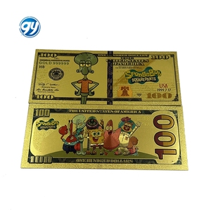Billete de Banco de Plástico Chapado en Oro de 24k con Diseño de <span class=keywords><strong>Bob</strong></span> <span class=keywords><strong>Esponja</strong></span>, Anime de Dibujos Animados, Venta al por Mayor - Product Image 3