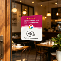 NFC Tap Google Review Acryl-Schild mit Offsetdruck 13,56 MHz NTAG215 Chip für Anpassbare Restaurant-, Salon- und Einzelhandelsgeschäftsanwendungen