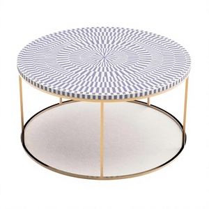 Moroccon Style Round Bone Inlay Coffee <b>Table</b> Metal Base High Quality Center <b>Tables</b> Living Room Furniture Leisure Area Side <b>Table</b> - Product Image 1