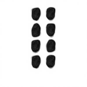 925 Sterling <b>Silver</b> Natural Black Tourmaline Rough Classic Bezel Setting Stud <b>Earrings</b> for Party Anniversary Gift Occasions - Product Image 2