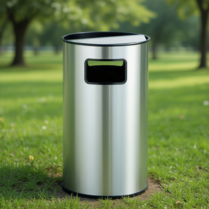Cestino per Rifiuti Circolare in Acciaio Inox 2101 con Coperchio per Uso Interno - Product Image 3