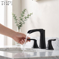 Robinet de salle de bain en acier inoxydable à double poignée, mitigeur chaud/froid, robinets durables chromés pour lavabo