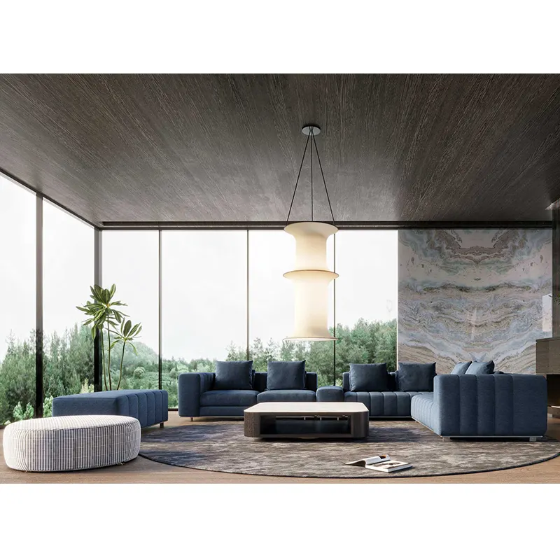 İtalya marka lüks High End İtalyan Modern tasarım oturma odası kesit kumaş L şekli kanepe Set mobilya Villa otel