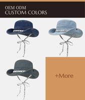 Denim lavé en détresse classique large bord été soleil Safari pêche Surf Cowboy Cowgirl pêcheur seau chapeau casquette pour homme femme