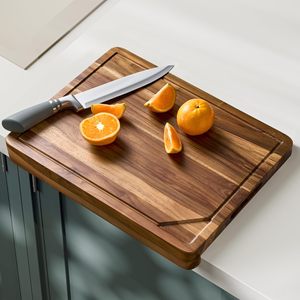 Acacia <b>Wood</b> Cutting Board Rectangle Anti-Slip Grooves Kitchen Chopping <b>Block</b> - Product Image 1