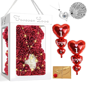 AYOYOかわいいロマンチックなネックレスバルーンギフトカード造花ローズベアボックスギフトバレンタインデー母の日ギフト - Product Image 1